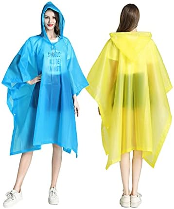 Asiaod Rain Poncho, [חבילה של 2] מעיל גשם נייד של EVA עם מעילי גשם לשימוש חוזר של מעילי קמפינג חירום ערכות הישרדות חירום